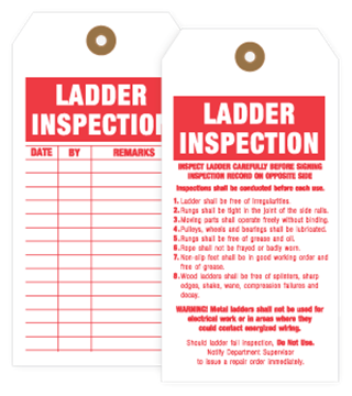 White with red imprint ladder inspection tags
