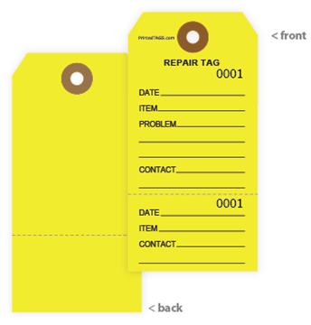 Repair Tags - Yellow