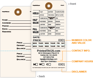 Picture of Custom Shoe Repair Tag