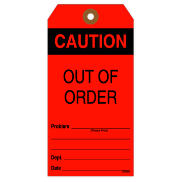 Picture of Caution, Out of Order Tag (1000/Box)