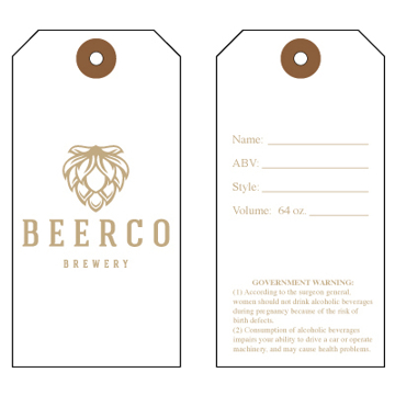 Picture of Growler Tag 1-Color Custom Printing Two Sides