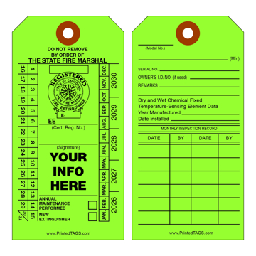 State Seal Extinguisher Inspection Tag